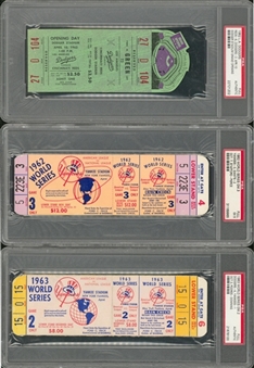 Lot of (4) Various World Series & Dodger Stadium Opening Day Tickets (PSA/DNA) 